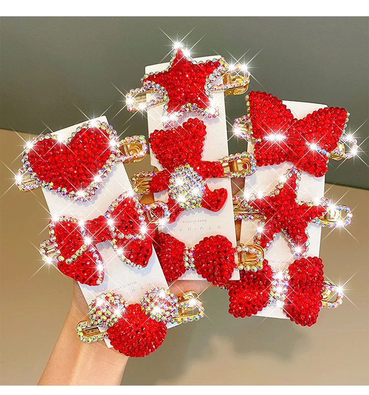 

New Hair Clip Super Flash Rhinestone Hairpin Children Girls Solid Color Hairpin Korean Crystal Headdress Women Hair Accessories