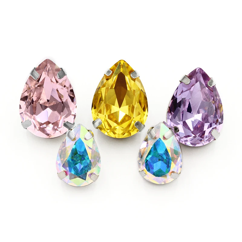 Стразы с фиолетовыми острыми кристаллами для одежды пришивные камни утолщенными