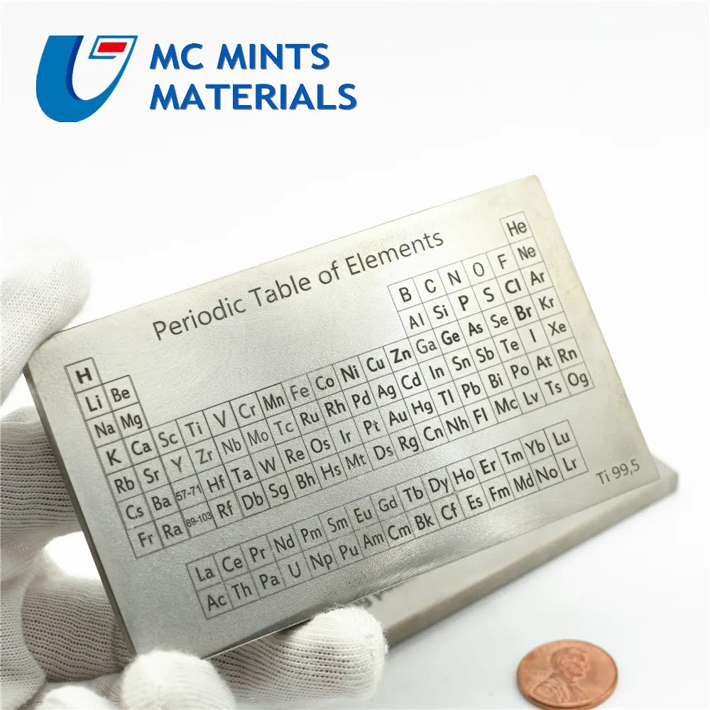 Титановая пластина Периодическая таблица лазерная маркировка TA1 Коллекция