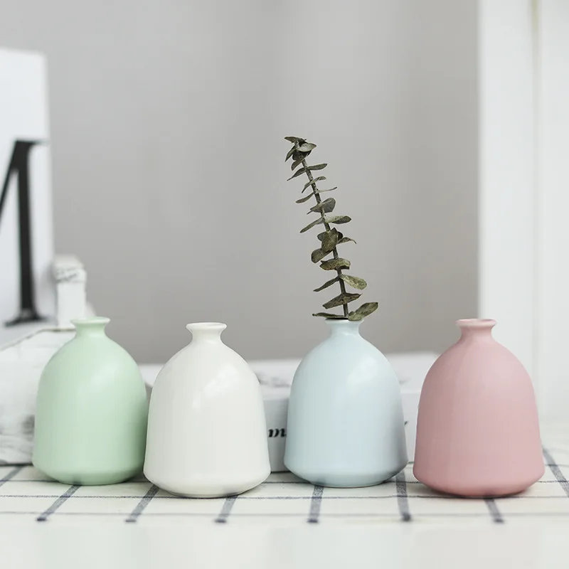 

4pcs/set Ceramic Creative Desk Vase Flower Pot Desk Vase Ornament for Home Office Desktop Decoration Crafts