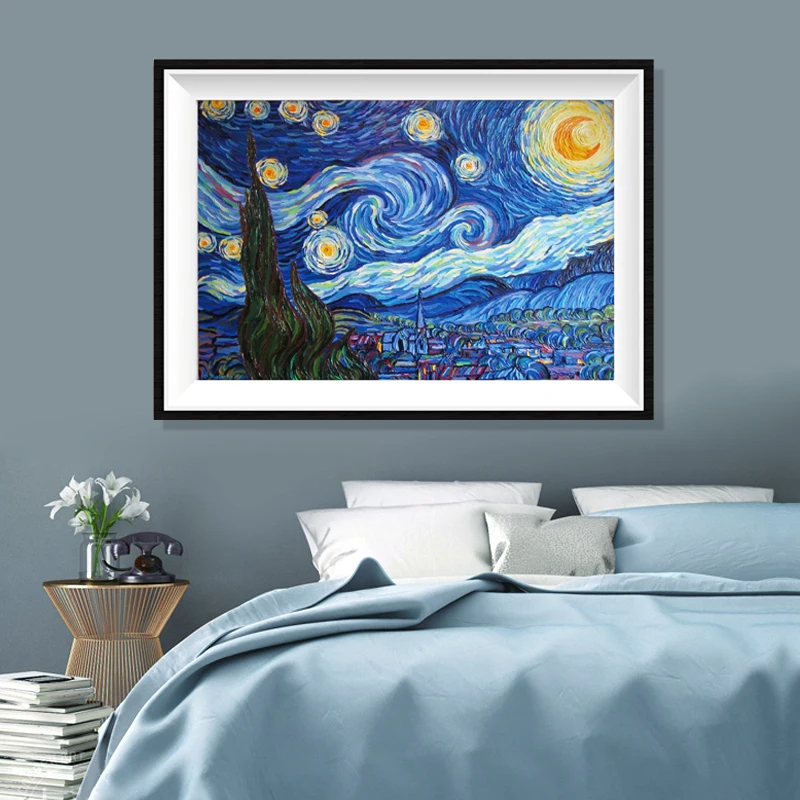 

5D DIY Diamond Painting Sparkling Diamond Van Gogh Starry Sky 25x35 Paste Diamond Size Mural Embroidery Mosaic Home Decoration