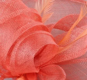 Шампань millinery sinamay вуалетки с перьями свадебные головные уборы Коктейльные Вечерние головные уборы Новое поступление Высокое качество 20 цветов - Цвет: Кораллово-Красный