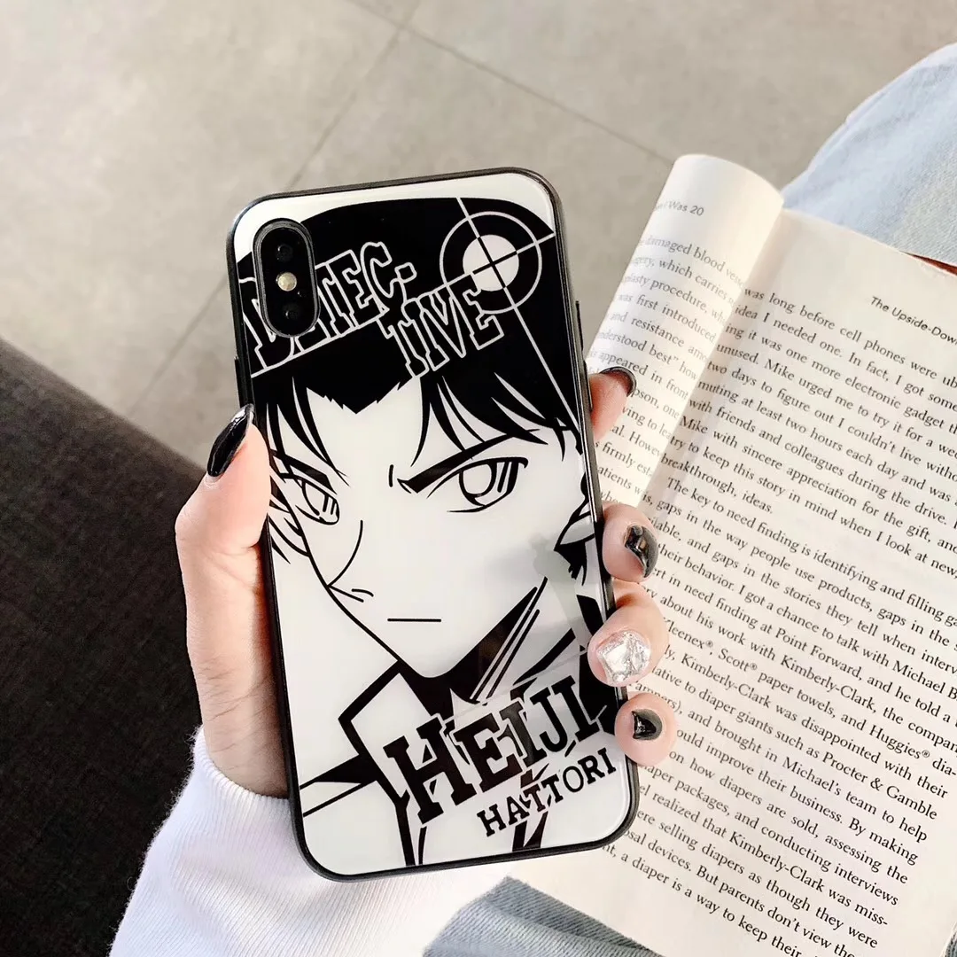 Чехол из закаленного стекла для телефона с изображением детектива Конана