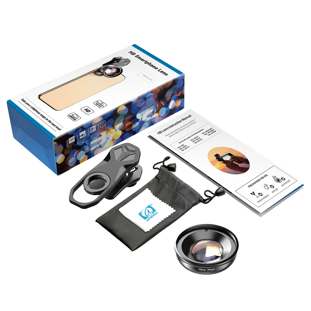 

APEXEL HD Optic 30mm-80mm Macro Lens Phone Camera Lens 10x Super Macro Lentes for iPhonex xs max Samsung Xiaomi huawei Cellphone