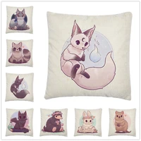 foxcatdogpenguinlion cartoon pattern linen cushion cover pillow case for home sofa car decor pillowcase 45x45cm