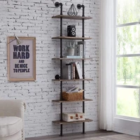 6 tier modern ladder shelf bookshelf bookcase vintage metal pipeswood shelves rustic display bookshelf for storage collection