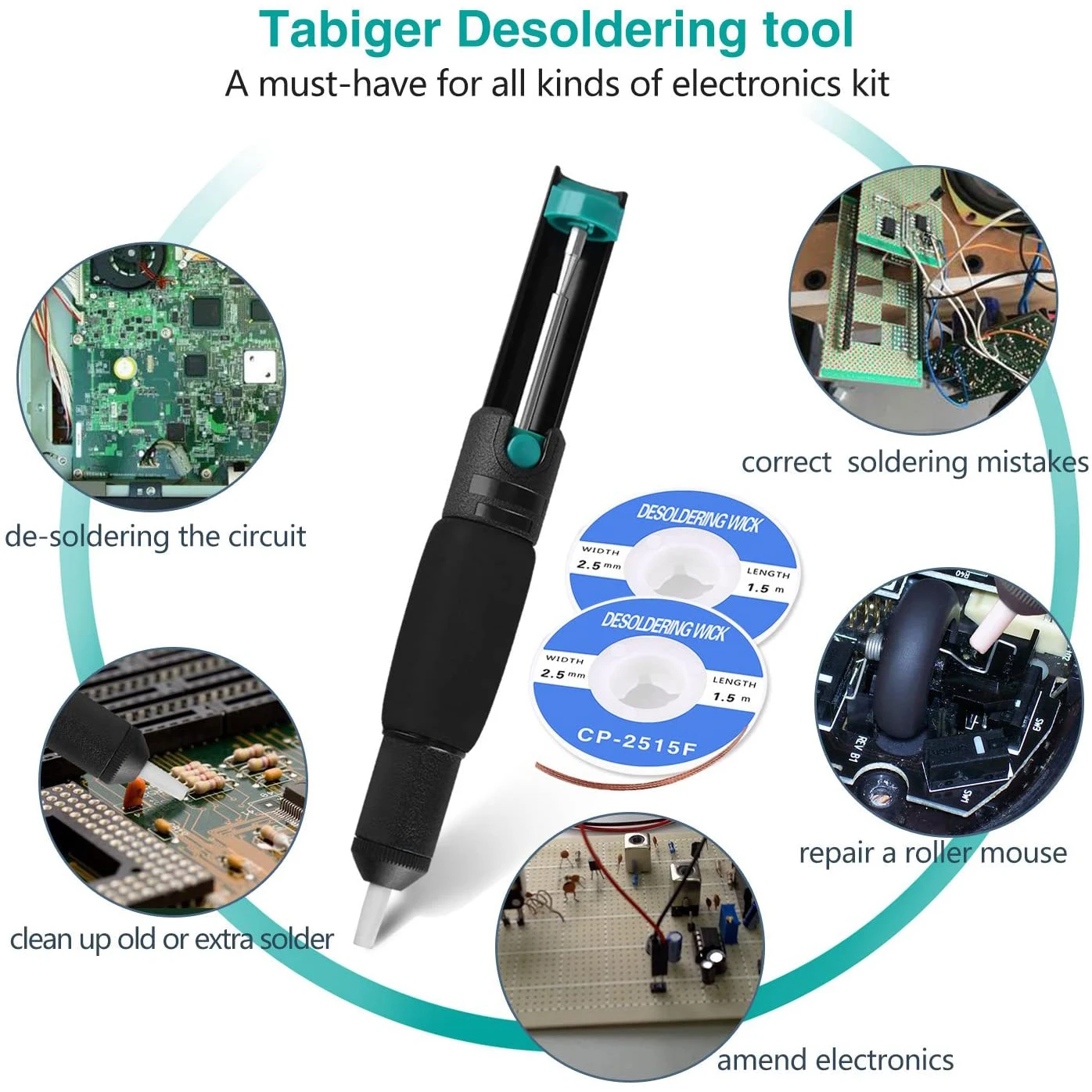Double Ring Desoldering Suction Pump Plastic Powerful Solder Vacuum Sucker Desolder Gun Pompe A Dessouder | Инструменты