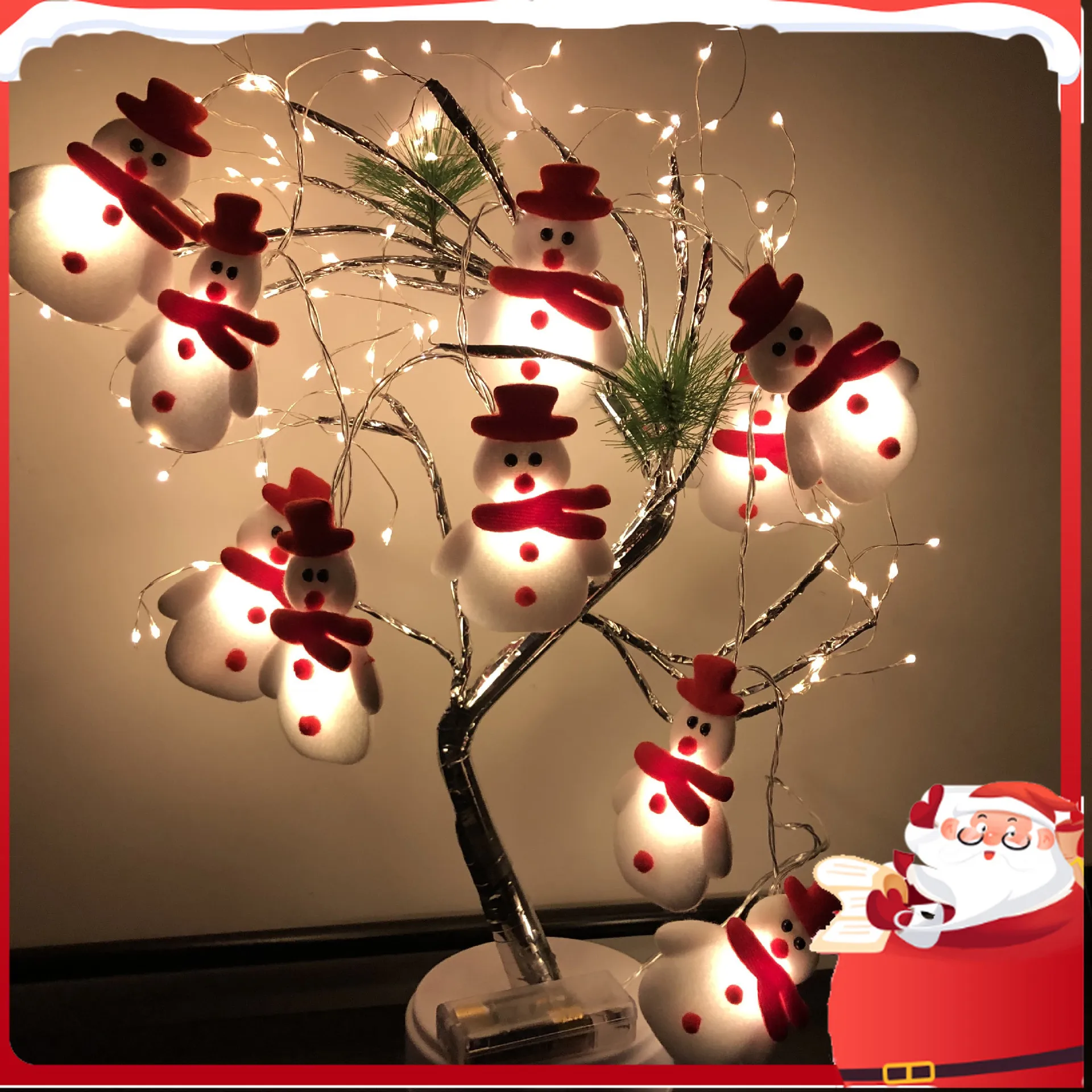 

3m 20LED Snowman Christmas Tree Garland String Light Window Curtain String Light Party Garden Bedroom Home Wall Decorations