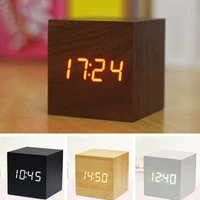 new qualified digital wooden led alarm clock wood retro decor voice clock desk glow table tools control function snooze des m0h9