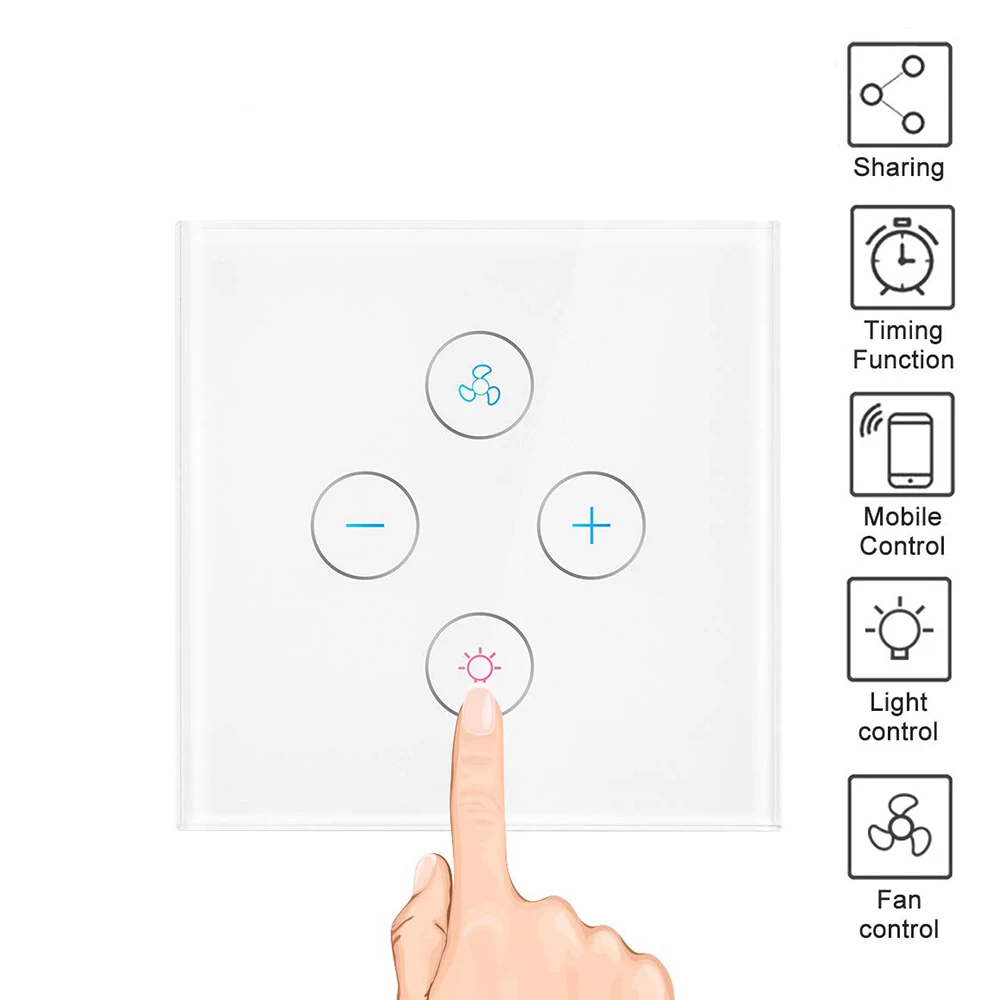 Wi Fi Смарт настенный светильник переключатели вентилятор включение/выключение
