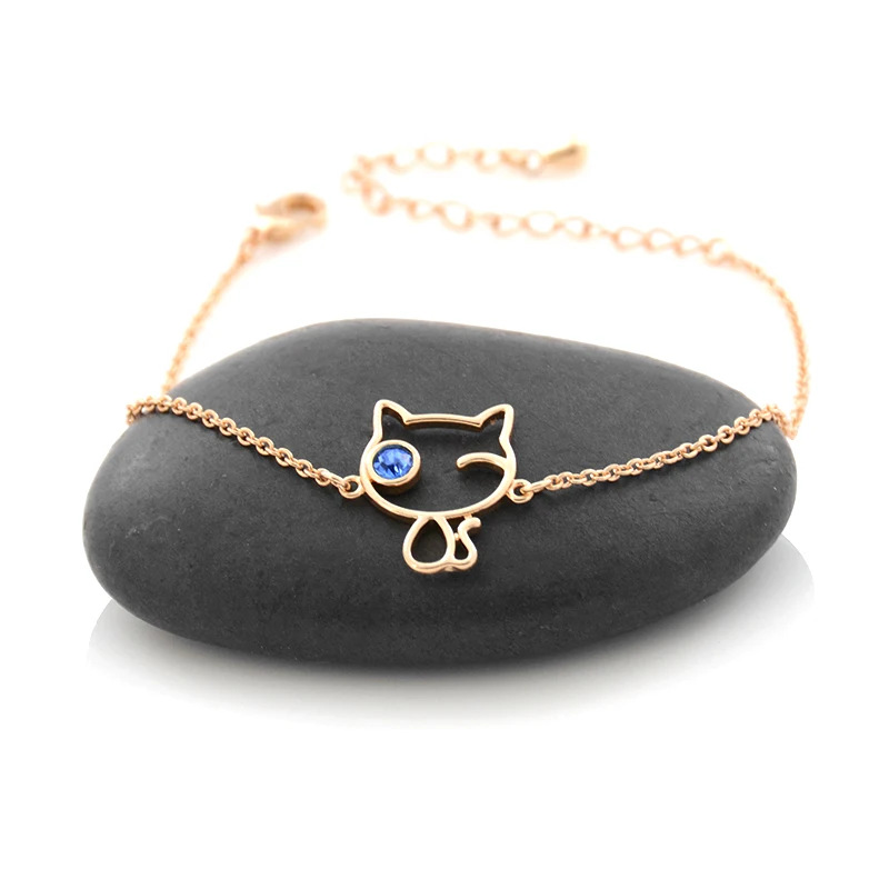 Браслет-цепочка для женщин серебристый с изображением кошки летнее ювелирное