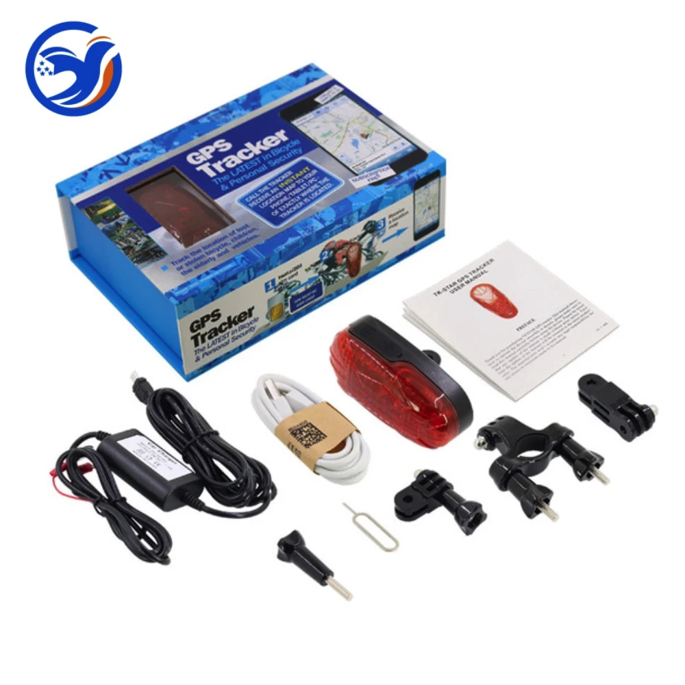 With Box and Charger Велосипедный скрытый отслеживание в реальном времени gps 25 дней в режиме ожидания TK906 светодиодный светильник мини-велосипед gps трекер с голосовым монитором SOS встряхивание сигнализации - Цвет: With Box and Charger