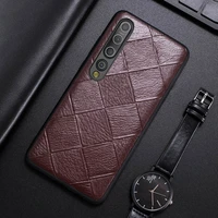 genuine leather phone case for xiaomi mi 12 11 ultra 10 9se 8 note 10 mix 4 2s case rhombus texture cover