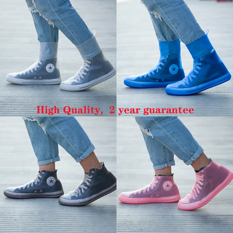 New Top quality Women Man TPE Integral Mould Waterproof Reusable high Rain Shoe Cover Rain Boot Anti-skid dustproof Shoes Covers