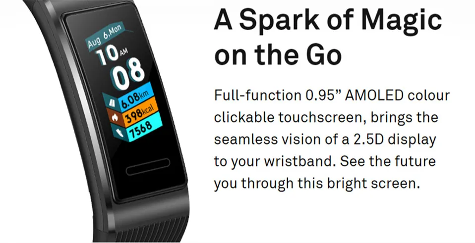 Huawei Band 3 Pro Band 3 Смарт-браслет 3 0,95 дюймов трекер для плавания Водонепроницаемый Bluetooth фитнес-трекер сенсорный экран