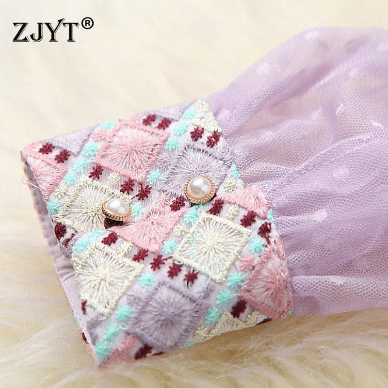 

High Quality Runway Fashion Long Sleeve Embroidery Patchwork Mesh Dress Spring Robe Elegant Woman Princess Party Vestidos