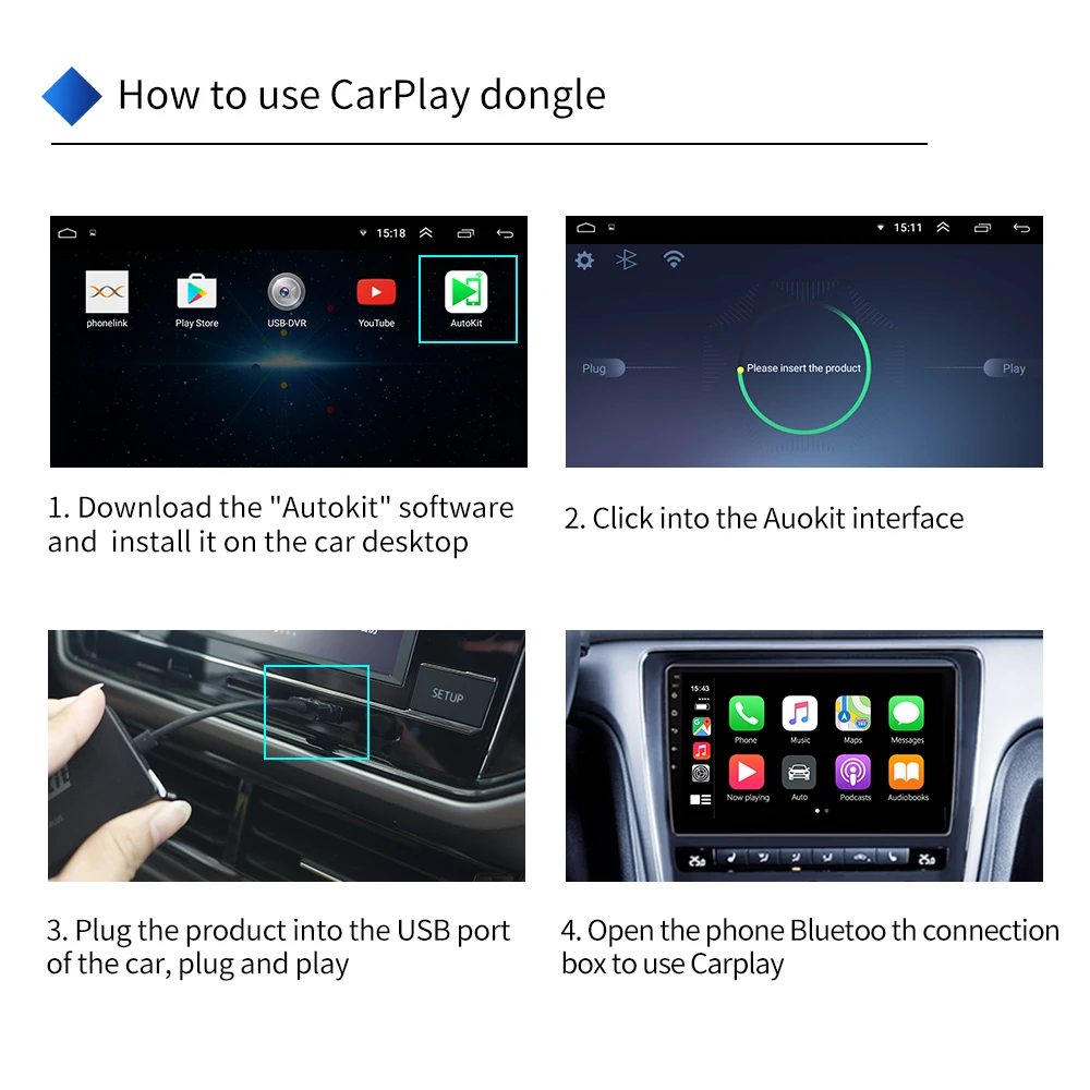 Carlinkit беспроводной Carplay смарт ключ для автомобиля Apple донгл Android навигации