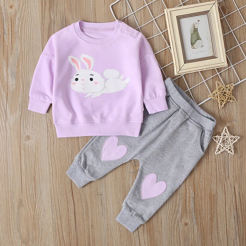 

2pcs Baby Girls Bunny Print Tops+leggings Pants Set Kids Clothes Outfits Easter Costume