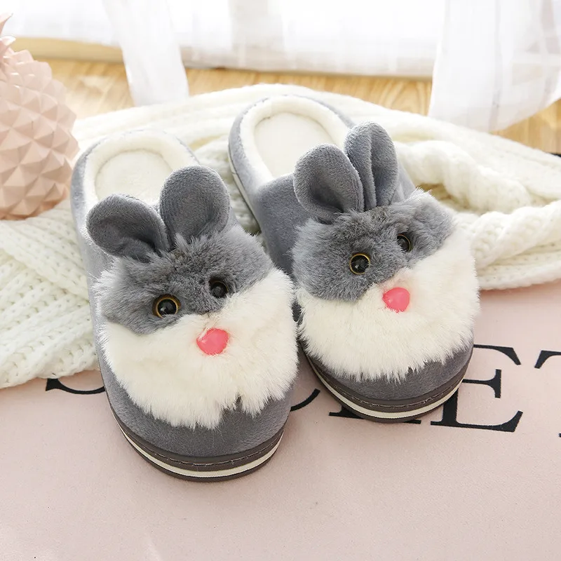 

Women Winter Warm Slippers Cute Rabbit Indoor Cotton Shoes for Girls Non Slip Soft Funny Slippers Women Cartoon Furry Thick