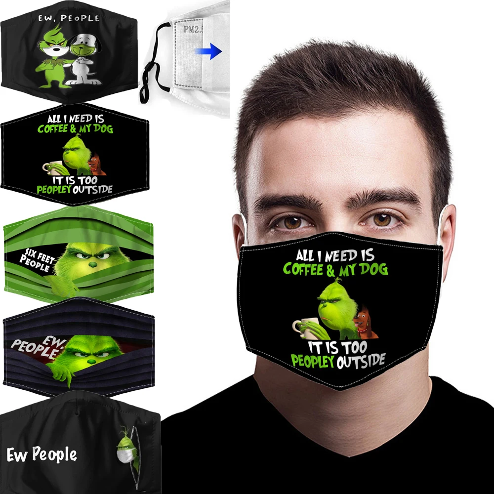 Гринч с рисованным аниме Рождественская маска для вечеринки Косплей пыле