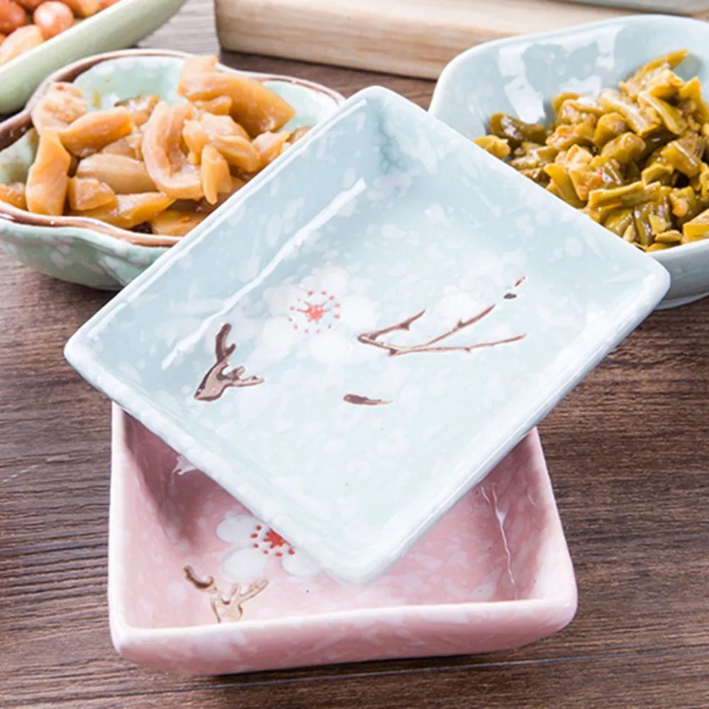 Трехцветная керамическая посуда в японском стиле со снежинкой шестиугольная