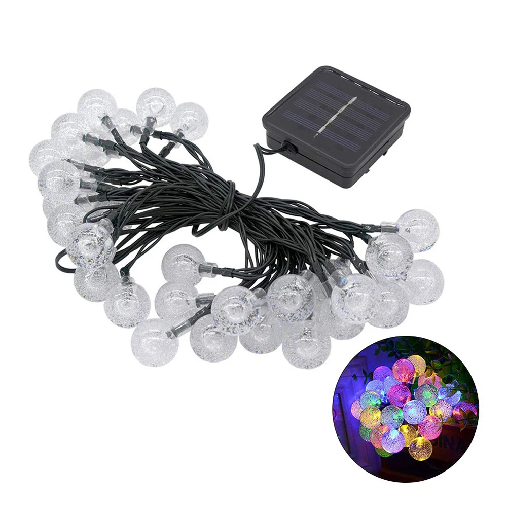 Новая солнечная лампа 5 м 7,5 м 12 м Led хрустальный шарик сказочная гирлянда Рождественский садовый Декор открытый водонепроницаемый светодиодный с солнечной батареей струнная лампа