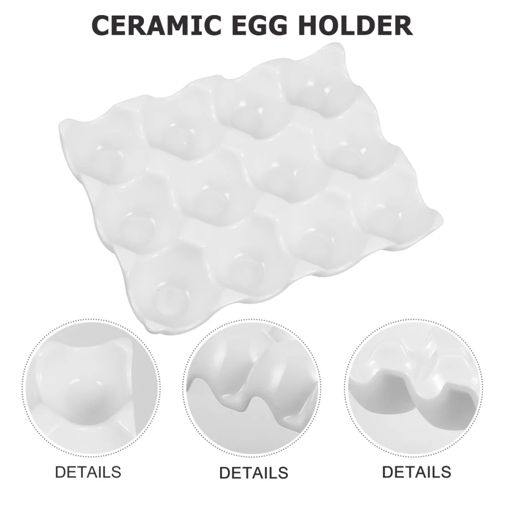 

12 Grids Egg Holder Ceramic Egg Tray Egg Storage Container Egg Organizing Case