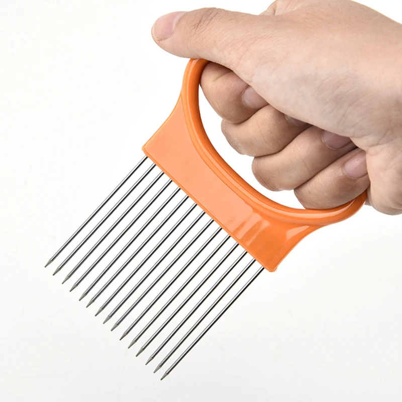 

1pcs kitchen accessories stainless steel onion needle tomato slicer easy to cut stainless steel onion fork vegetable slicer