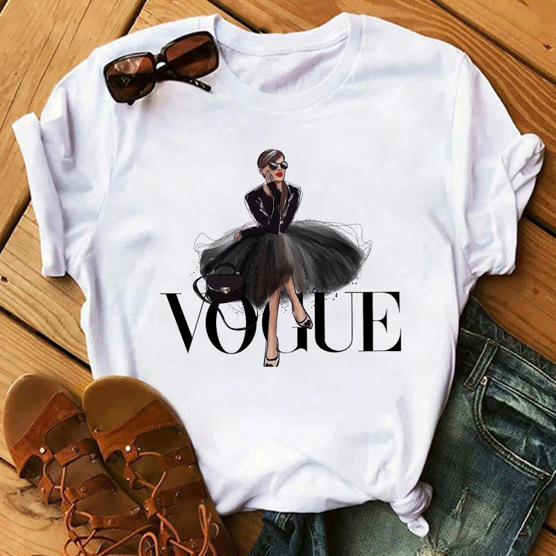 Женская футболка в стиле Харадзюку Повседневная модная с надписью Vogue летняя