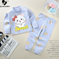 new 2022 kids boys girls pajama sets cartoon long sleeve t shirt tops with pants toddler baby spring autumn sleeping clothes