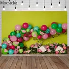 Фон для фотосъемки с изображением фруктов, арбуза, воздушных шаров, однотонная стена, цветок, детский торт, разбивка, день рождения, портрет, фон для фотостудии