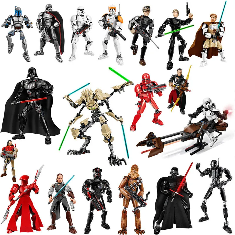 

Star Wars Buildable Figure Stormtrooper Darth Vader Kylo Ren Chewbacca Boba Jango Fett General Grievou Action Figure Kid Boy Toy