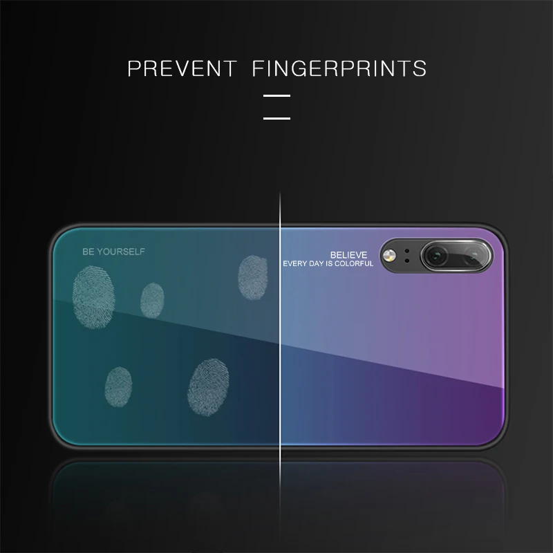 Градиентный чехол из закаленного стекла для телефона huawei P20 Lite 2019 P30 Pro Nova 3e 4e 4 6 mate