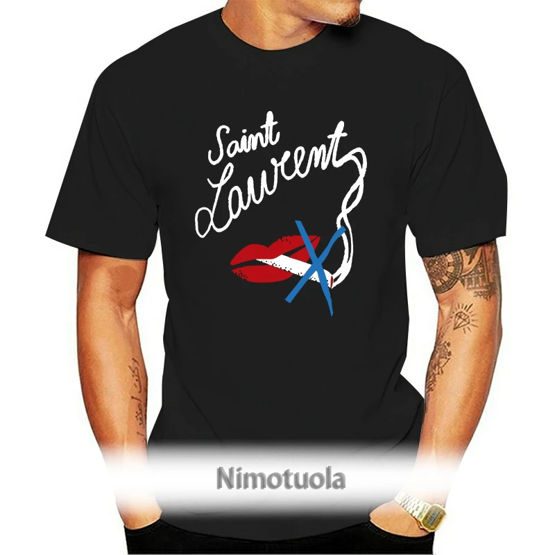 

Saint.Laurent32452 Logo Smoking Lips Design T Shirt ART