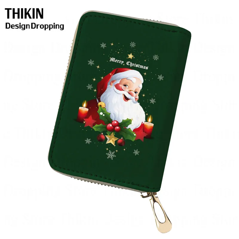 THIKIN Счастливого Рождества кожи для женщин держателя карты женские кошельки