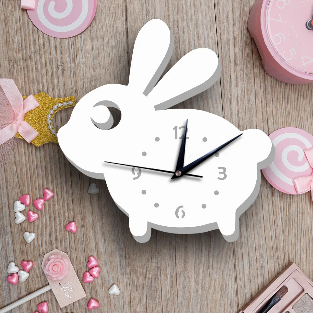 3D Маленький кролик настенные часы современный дизайн цифровой указатель ПВХ для