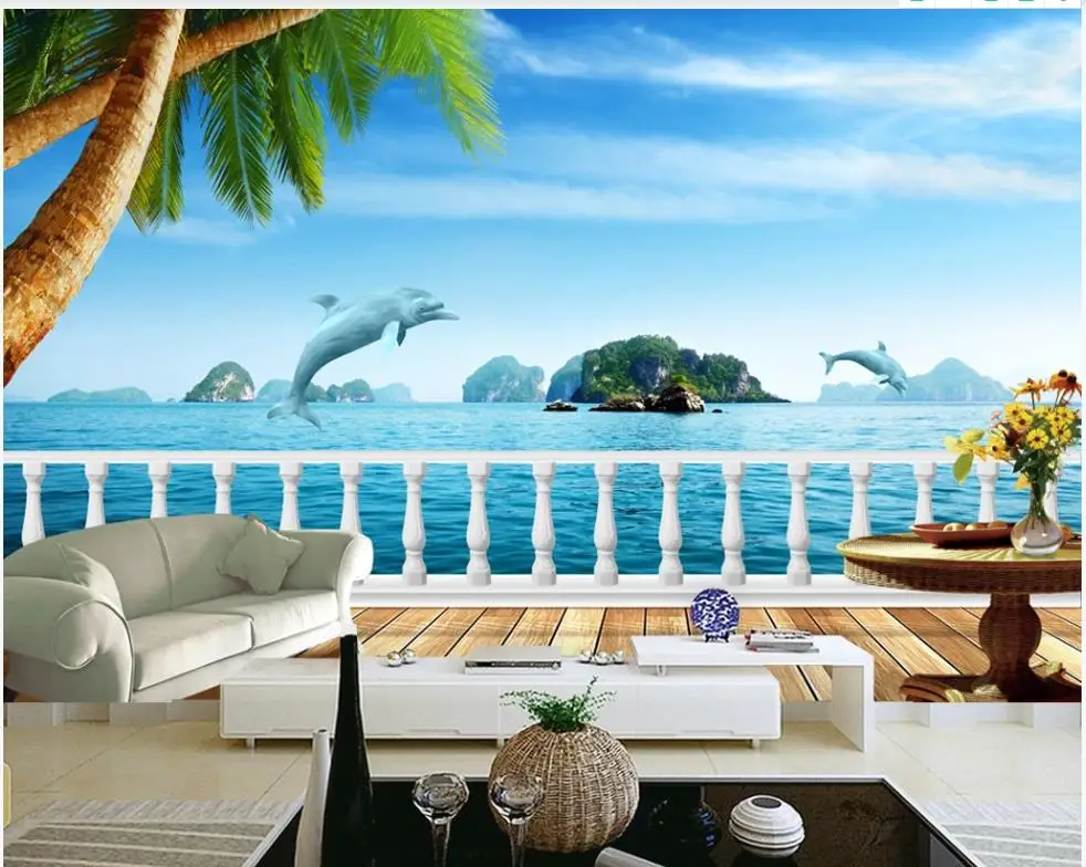 

Фотообои на заказ, 3d фрески, обои, свежий морской пейзаж, декор для комнаты, настенные 3D-обои для телевизора, домашний декор