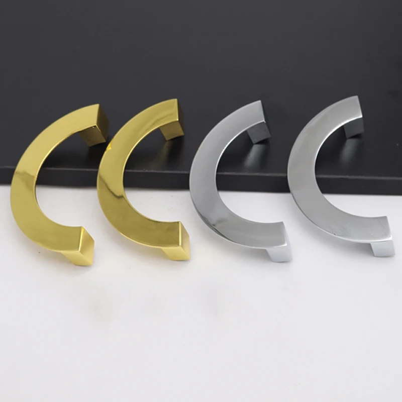 1Pc Matte Black Gold Shiny Brass Handle Furniture Cupboard Closet Drawer Cabinet Door Pull Half Circle Semi Hardware Part - купить по