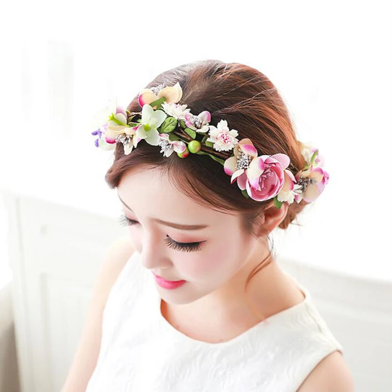 

Wedding Flower Wreath wedding decoration bridal hair headdress Flower Crown hair accessories adjustable party garlands