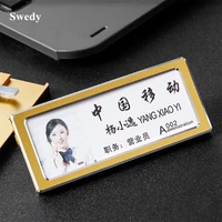70x25mm 1 pieces metal name badge holder with pin school office id badge card holders nameplate name tags