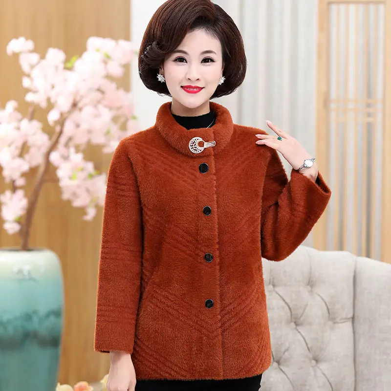 Осень зима 2019 Женское пальто из искусственного меха норки для женщин среднего