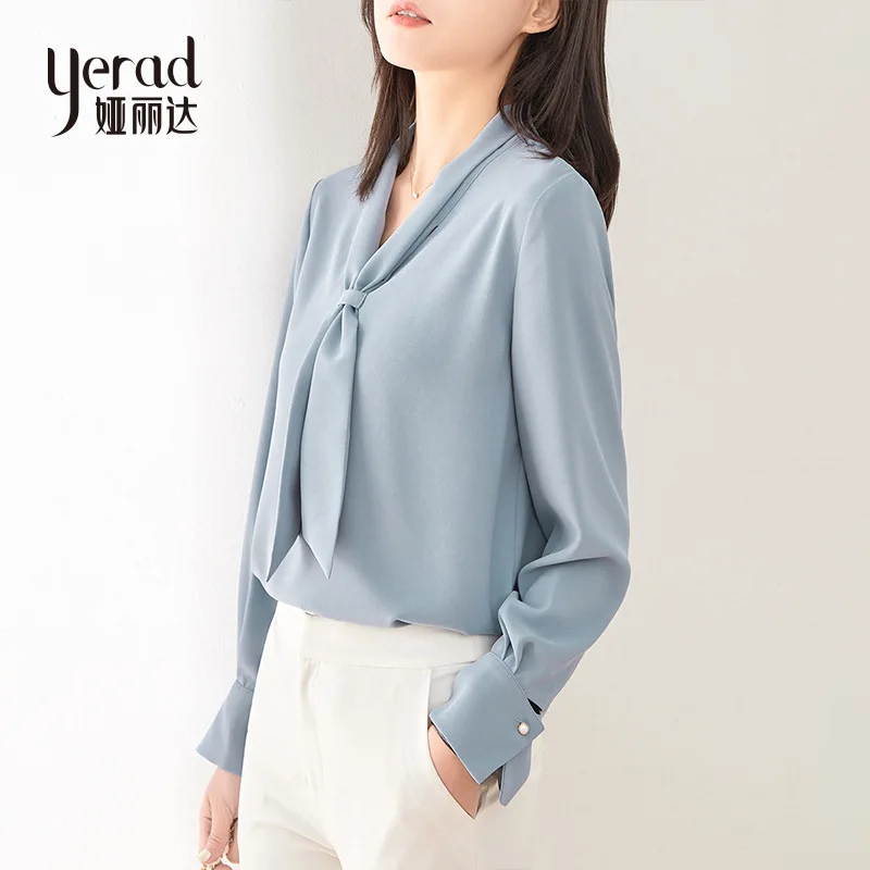 Женская шифоновая рубашка Yalida белая дизайнерская нишевая с длинным рукавом и