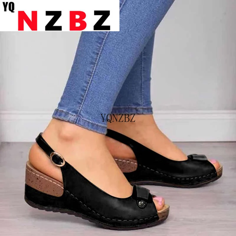 

2021 Woman Sandals Retro Wedges Summer Wedge Sandals Female Casual Sewing Women Shoes Comfortable Ladies Sandalias Plus Size