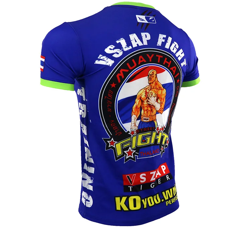 VSZAP MMA Muay шорты для тайского бокса Muay Thai Muscle Мужская Спортивная Футболка тренировочный костюм дышащая одежда MMA рубашка одежда для бокса