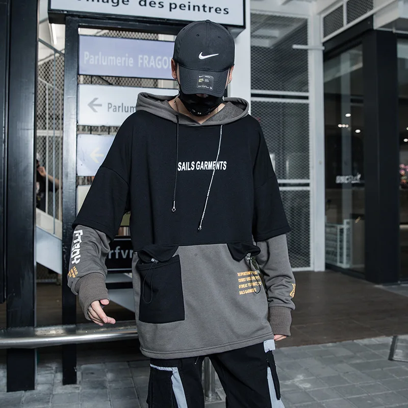 High street пары с капюшоном флис печати хип хоп стиль Модные мужские толстовки Одежда
