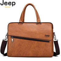 jeep buluo 14 inch laptop bag leather file hot messenger bags mens briefcase office business tote bag