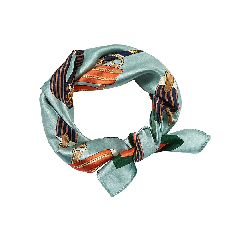 

New Silk Scarf Women's Belt Hair Decoration Printing Square Headband Scarf Customized Holiday Present 53*53cm
