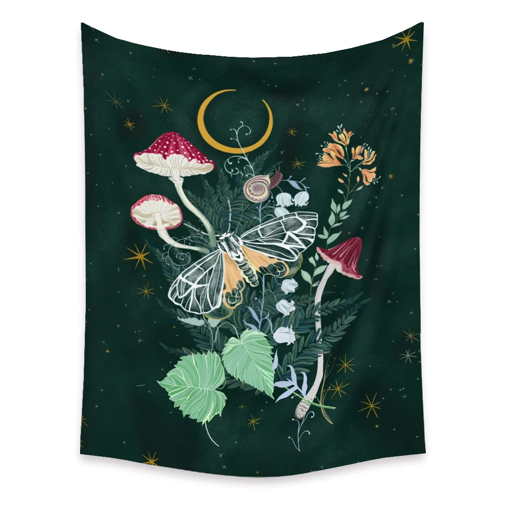 Скандинавский цветочный гобелен с изображением бабочек настенный Декор для дома