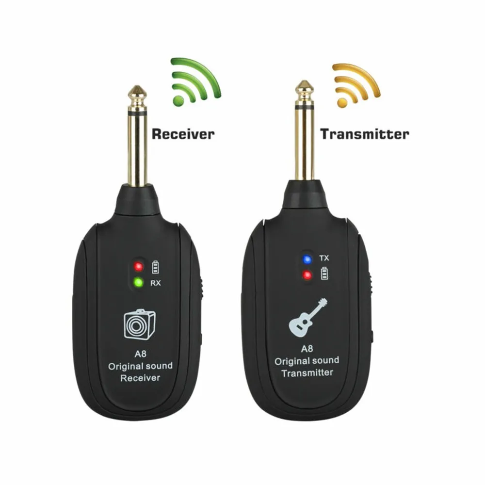 

Guitar Wireless System Transmitter Receiver Built-in Rechargeable Wireless Guitar Transmitter Pickup Transceiver 20Hz-20kHz