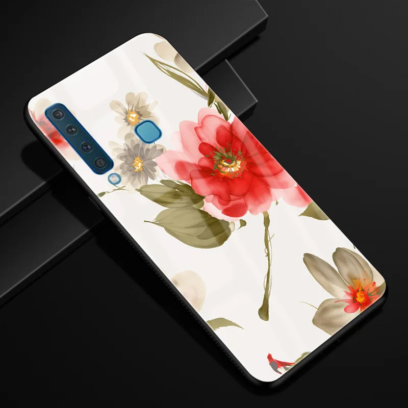 Для samsung A9 чехол A 9 PC Пластиковый стеклянный чехол для телефона черный TPU бампер чехол для samsung Galaxy A9 A920F A920 A9s - Цвет: 33